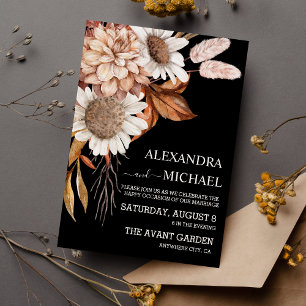 Convite Boho Rust Terracotta Flores De Ventiladores Secos