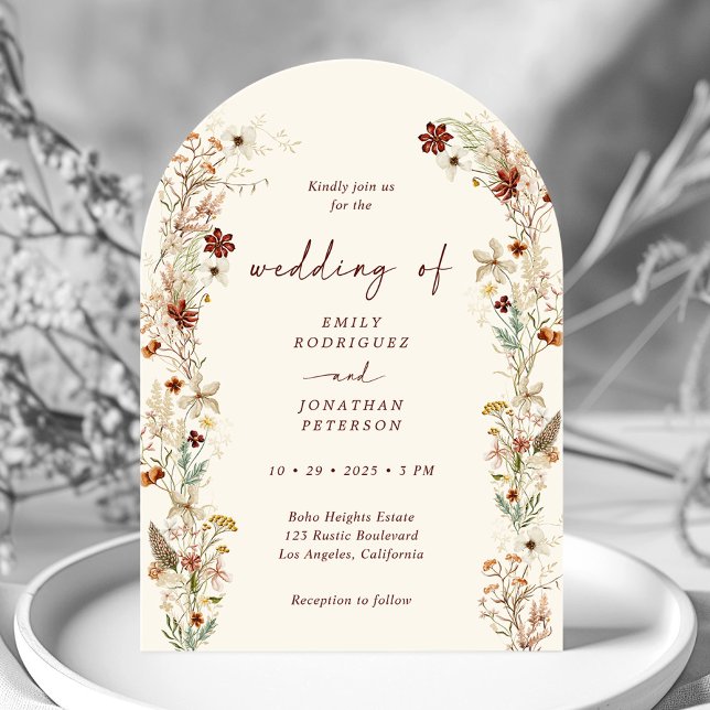 Convite Boho Rustic Arch Floral Neutro (Criador carregado)