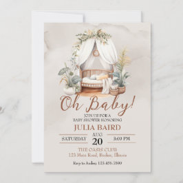 Convite Boho Rustic Baby Crib Chá