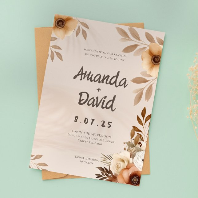 Convite Boho Rustic Elegant Weditation (Criador carregado)