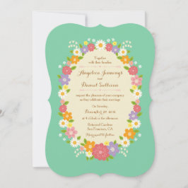 Convite Boho Rustic Floral Wreath Wedding (Mint)