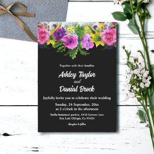 Convite Boho Rustic Flowers Black And White Floral Casamen