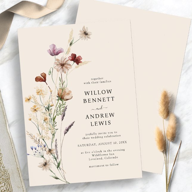 Convite Boho Rustic Flowers Casamento (Boho Rustic Flowers Wedding Invitation
)