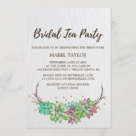 Convite Boho Rustic Mint Floral Succult Bridal Tea Party