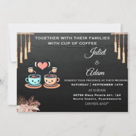 Convite Boho Rustic moderno e elegante Casamento de Café