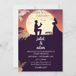 Convite Boho Rustic moderno elegante Casamento Twilight