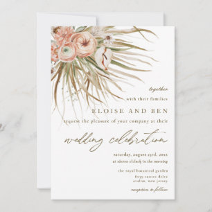 Convite Boho Rustic Pampas Grass Casamento Floral