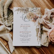 Boho Rustic Pampas Grass Invitation