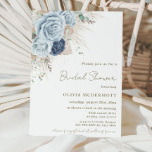 Boho Rustic Pampas Soft Blue Floral Chá de panela