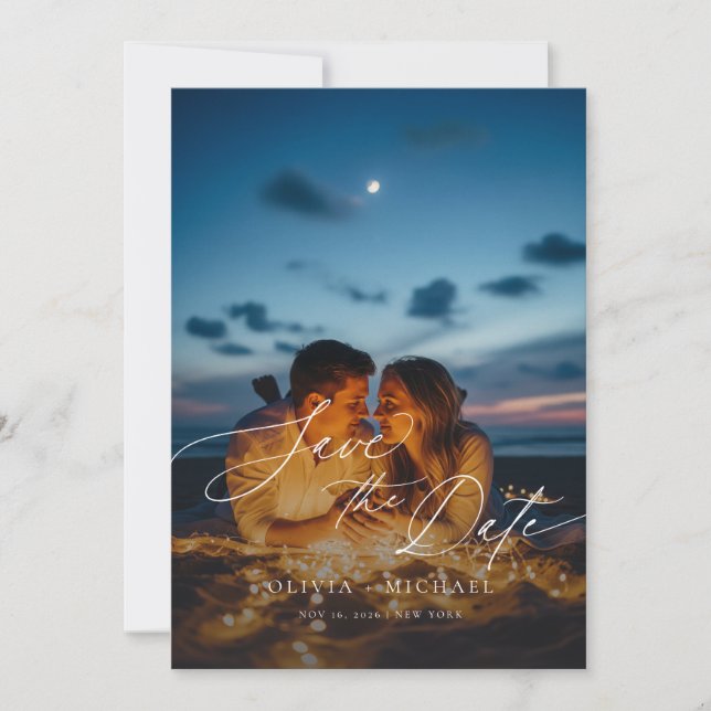 Convite Boho Rustic QR Code Foto: Casamento Salve a Data (Frente)