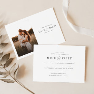 Convite Boho Rustic Script Photo Budget Wedding