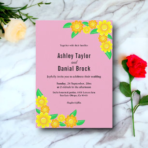 Convite Boho Rustic Sunflower Blush Summer