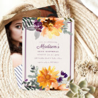Boho Rustic Sunflower Wildflower Photo Aniversário