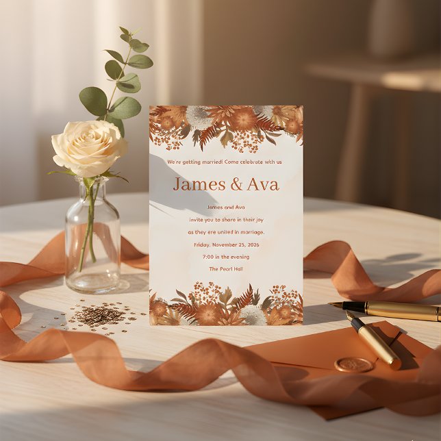 Convite Boho Rustic Theme wedding Invitation (Criador carregado)