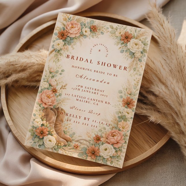 Convite Boho Rustic Western Bridal Shower (Criador carregado)