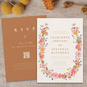 Convite Boho Rustic Wildflower Casamento outono
