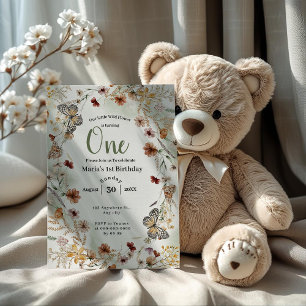 Convite Boho Rustic Wildflower Floral Baby Birthday