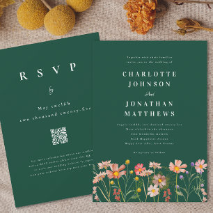 Convite Boho Rustic Wildflower Green Wedding
