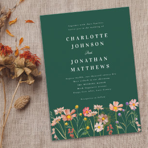 Convite Boho Rústico Casamento Verde com Flores Silvestres