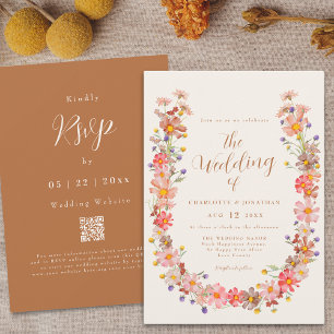 Convite Boho Rústico Floral Casamento de Outono