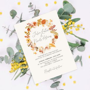 Convite Boho Rústico Floral Casamento de Outono em Quedas