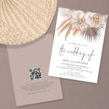 Boho Rústico Pampas Código QR Casamento Script