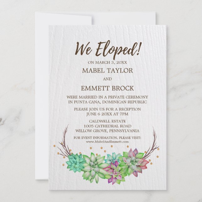 Convite Boho Rústico Recepção de Casamento com Floral e Su (Frente)