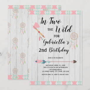 Convite Boho rústico tribal em DOIS o segundo aniversári