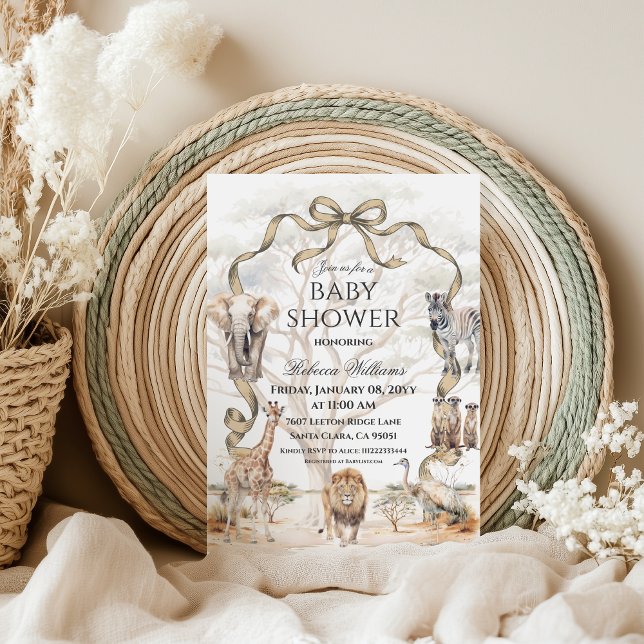 Convite Boho Safari Animals Beige Neutral Baby Shower (Criador carregado)