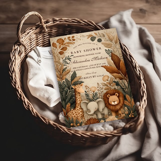 Convite Boho Safari Baby Shower (Criador carregado)