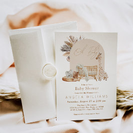 Convite Boho Safari Enfermeiro Sexo Chá de fraldas Neutro