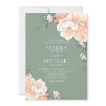 Boho Sage Green Blush Peach Cream Casamento Floral