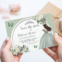 Boho Sage Green Floral Quinceañera Salve A Data