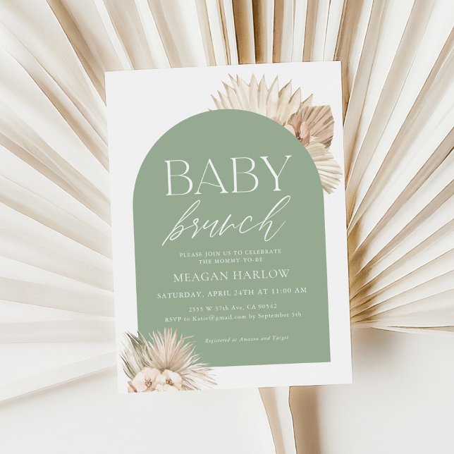 Convite Boho Sage Green Gender Neutral Baby Brunch (Criador carregado)