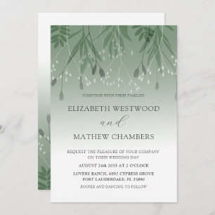 Convite Boho Sage Green Pressed Foliage Wedding