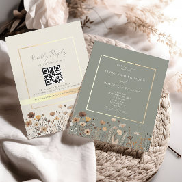 Convite Boho Sage Green Wedding Código QR