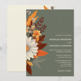 Convite Boho Sage Green Wildflower Casamento outono