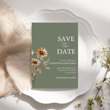 Boho Sage Green Wildflower Casamento Salvar a Data