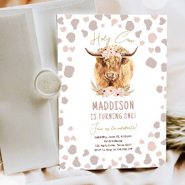 Convite Boho Santa Vaca Highland Pampas 1rua Primeiro Aniv