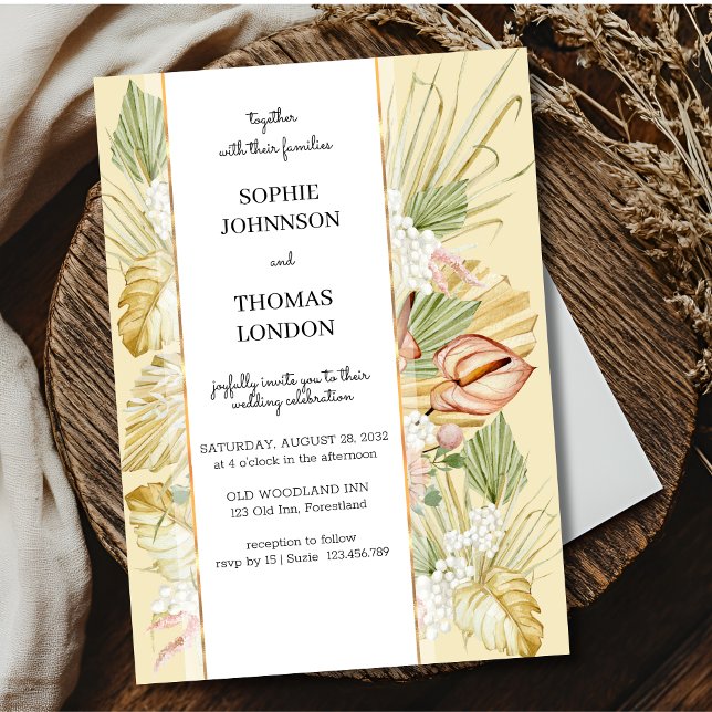 Convite Boho seco flores d'água casamento (Criador carregado)