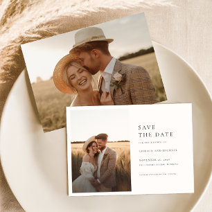 Convite Boho Simple Elegant Photo Weding The Date (Boho Si