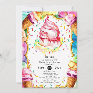 Convite Boho Simple Magic Sorvete Birthday