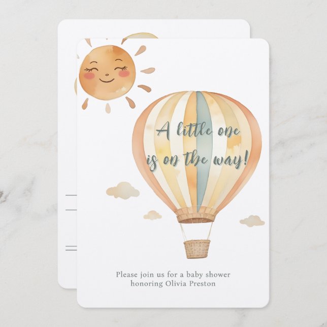 Convite Boho Simplicity Bem-vindo Pequeno Um Chá (Frente/Verso)