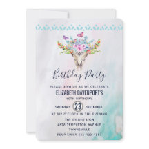 Boho Skull com Borboletas e Flores Aniversário