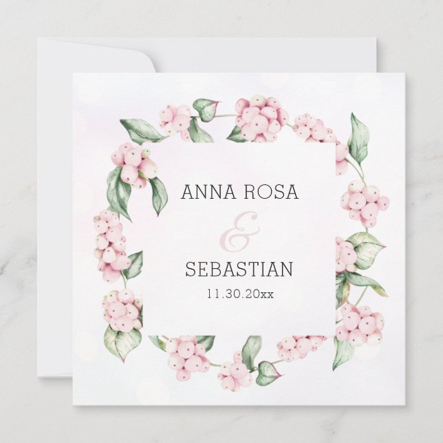 Convite *~* Boho Snow Berry AR12 QR RSVP Casamento (Frente)