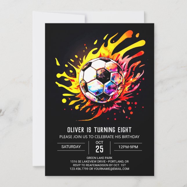 Convite Boho Soccer Crianças Imprimíveis Aniversário (Frente)