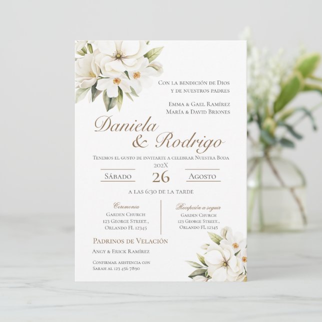 Convite Boho Spanish Wedding Invitation (Em pé/Frente)