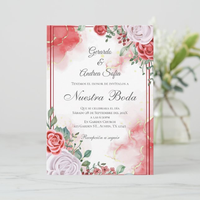 Convite Boho Spanish Wedding Invitation (Em pé/Frente)