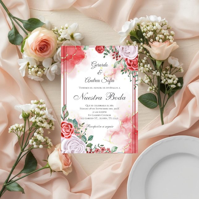 Convite Boho Spanish Wedding Invitation (Criador carregado)