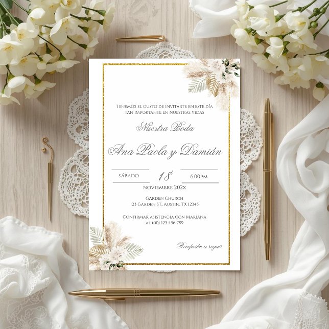 Convite Boho Spanish Wedding Invitation (Criador carregado)